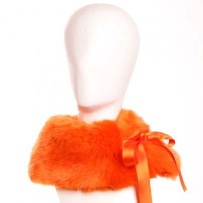 Col Entracte Fausse Fourrure Orange